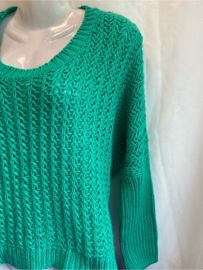 UK2LA Teal Green Textured Crewneck Knit Sweater L